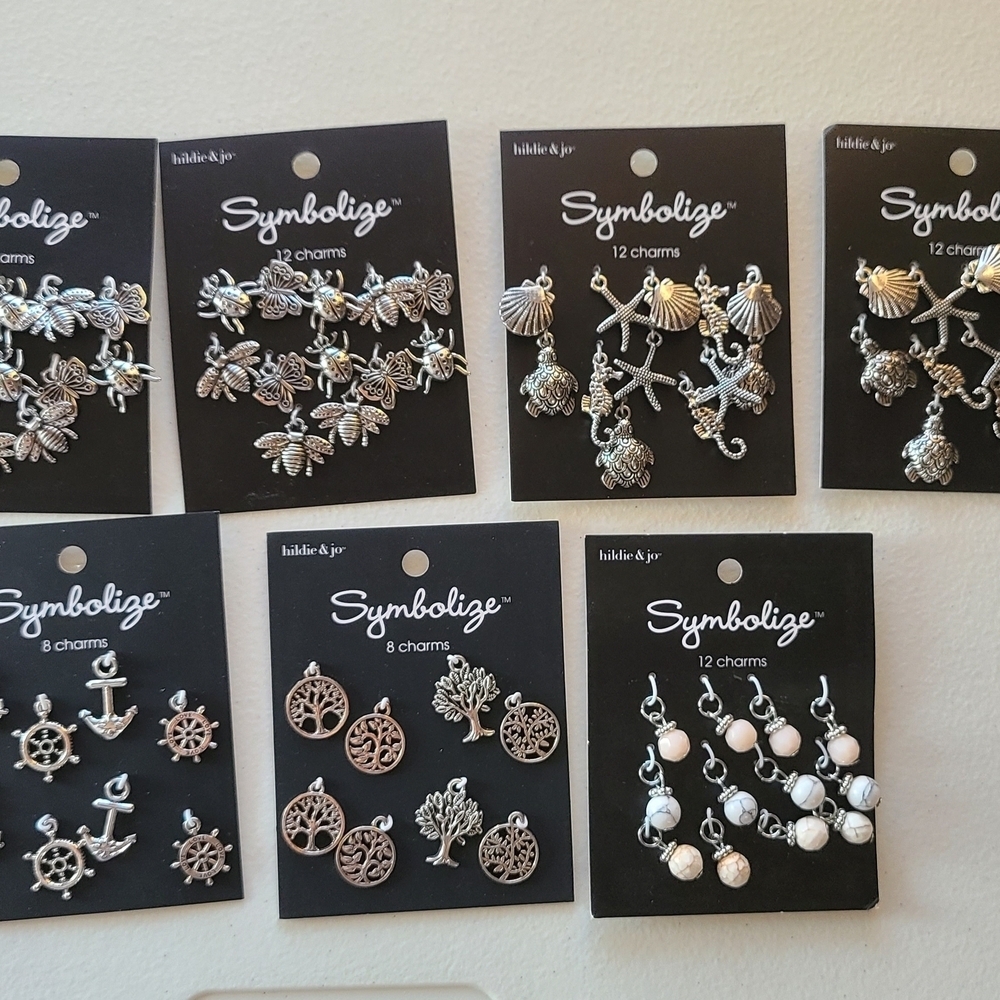 Hildie & Jo Symbolize Mixed Charm Sets - Silver Tone & Beads Lot Of 7 - Picture 2 of 7